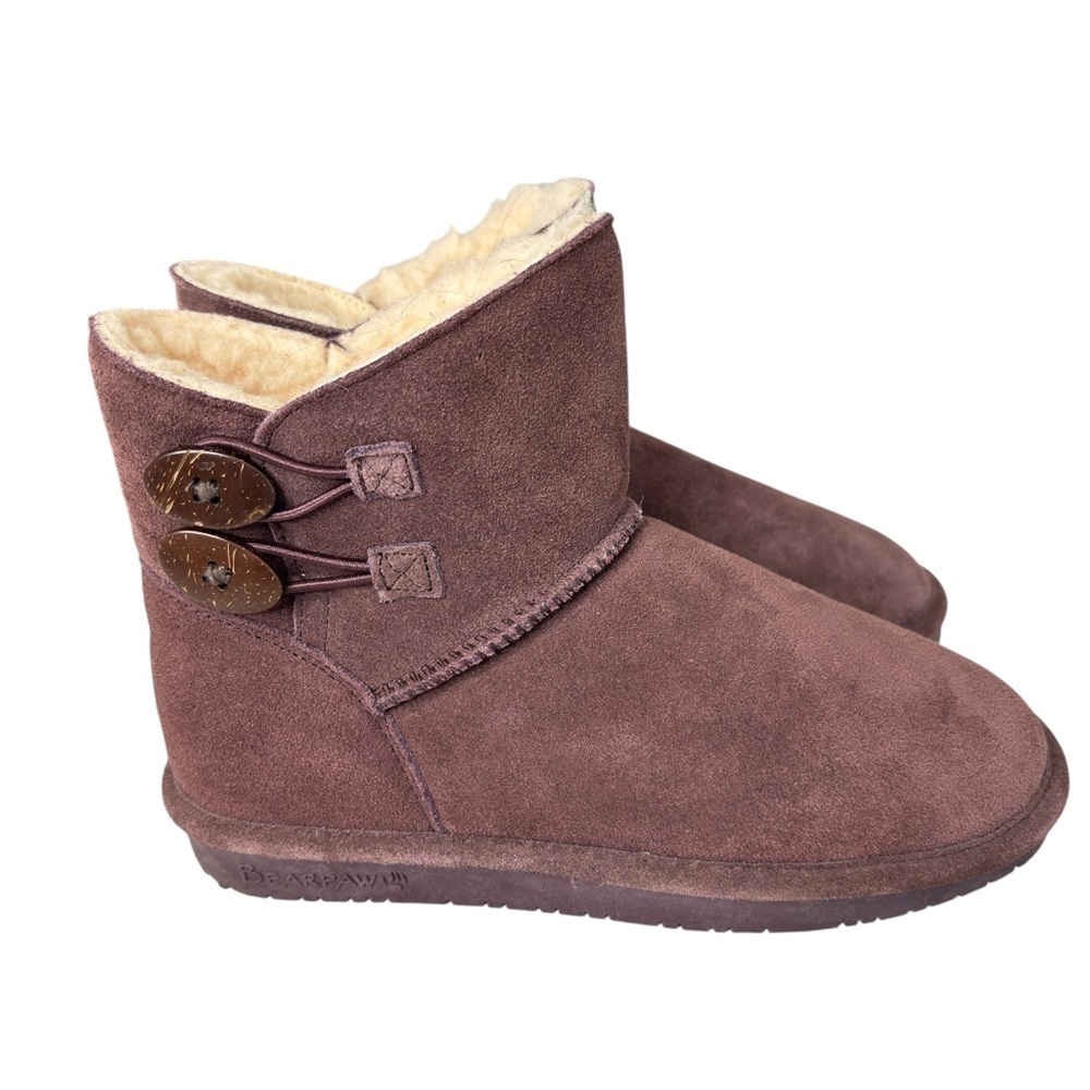 BEARPAW Womens ROSY Boots with NeverWet Technology Brown Suede Size 6 Booties
